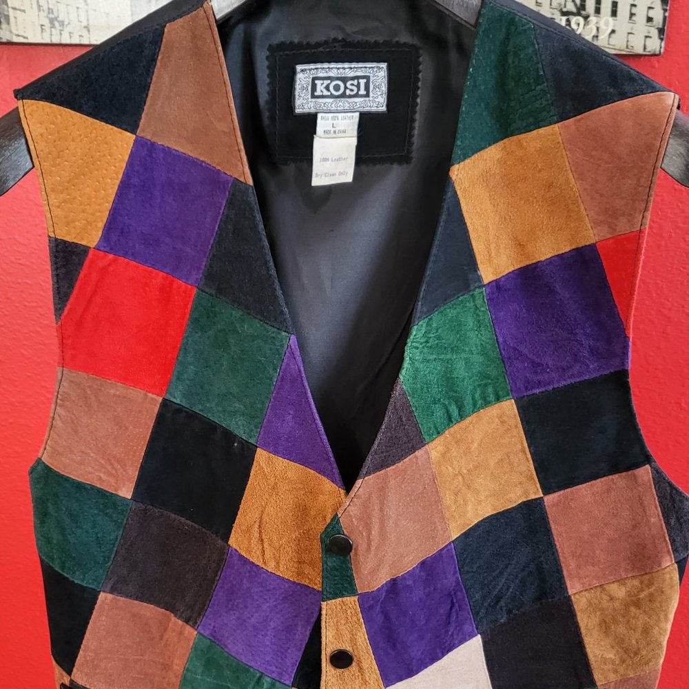 Kosi Vintage Leather Mens Patchwork Vest